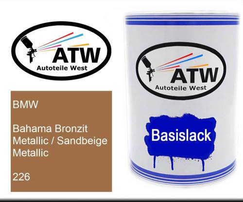 BMW, Bahama Bronzit Metallic / Sandbeige Metallic, 226: 500ml Lackdose, von ATW Autoteile West.